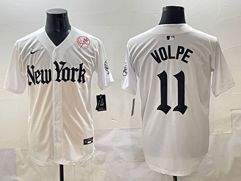 Men 2025 New York Yankees #11 Volpe White Five generations Joint Name Nike MLB Jersey style 40